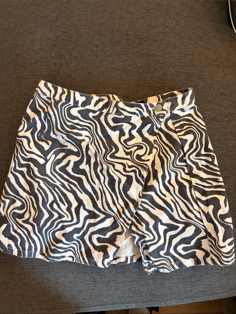 Zebra Print Wrap Skirt - Black & White